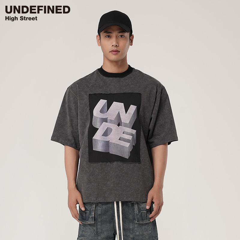 undefinedvintage做旧贴布T恤
