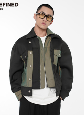 undefined高街解构风错位拼接幻彩面料廓形夹克外套