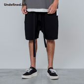 弹力针织宽松飘带哈伦裤 Undefined高街潮牌fog风格 短裤