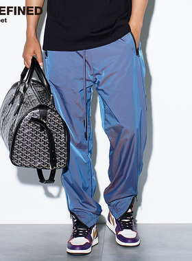 UNDEFINED高街幻彩渐变科技面料侧拉链网眼内里运动潮裤