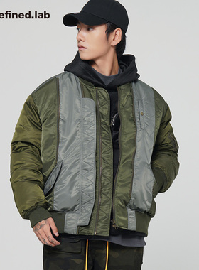 Undefined高街复古风格硬核解构拼色含棉MA-1空军夹克ins潮牌棉衣