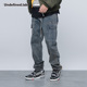 Undefined高街FOG飘带设计重度水洗做旧直筒脚口可调潮牌牛仔裤