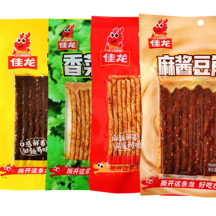 佳龙辣条素牛筋豆角味麻酱豆角味香菜素牛筋面筋香辣片校园零食
