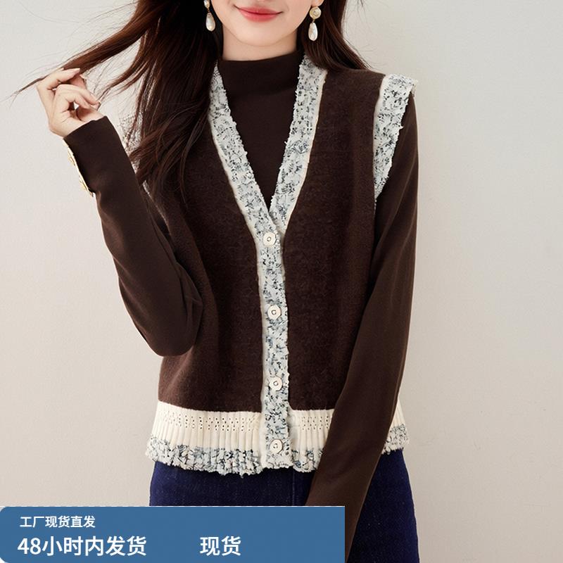 马甲两件套针织打底衫女士春秋冬2025年新款爆款洋气内搭毛衣上衣