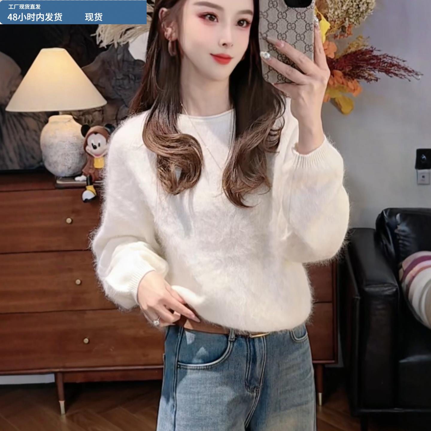 圆领软糯打底毛衣女款2025新款秋冬季爆款可外穿内搭针织衫上衣女