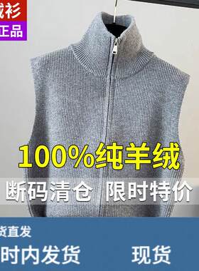羊绒衫高领拉炼针织马甲背心开衫毛衣女冬季小个子短款外套上衣服