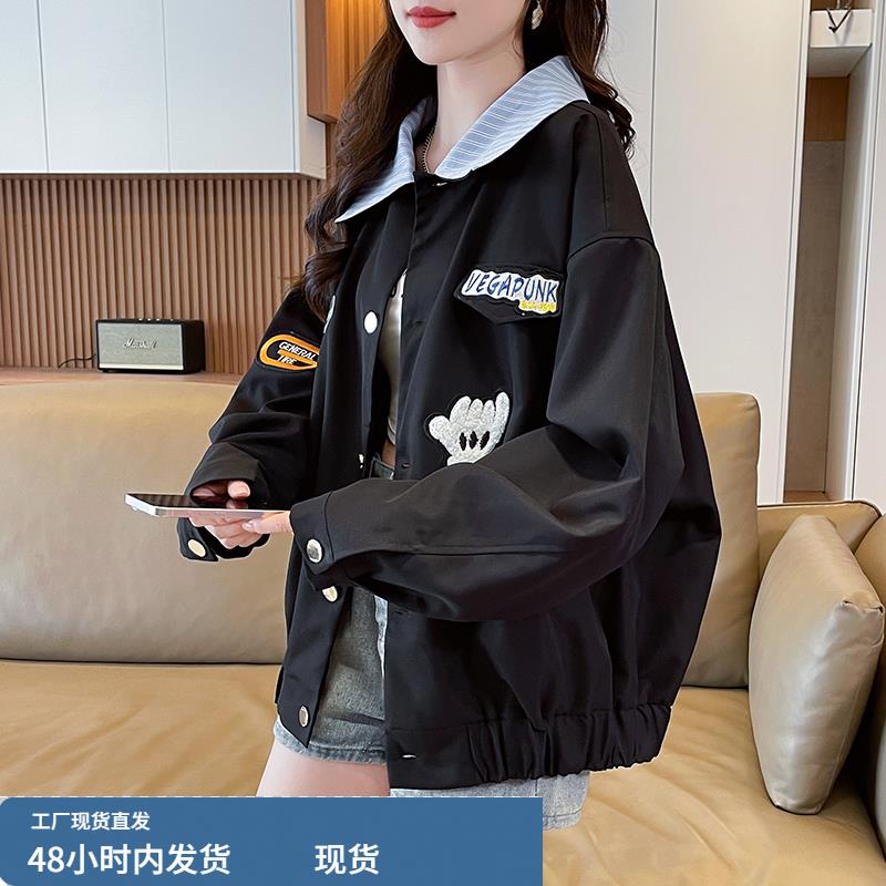 美式工装夹克外套少女春秋2025新款初高中学生洋派减龄刺绣棒球服