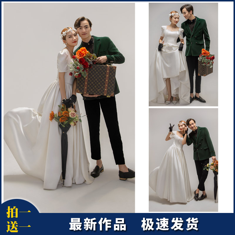 内景纯色婚纱照样片清新样片影楼新样片放大工作室婚纱照客片h529