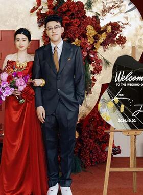 新中式结婚订婚宴布置装饰镜面牌