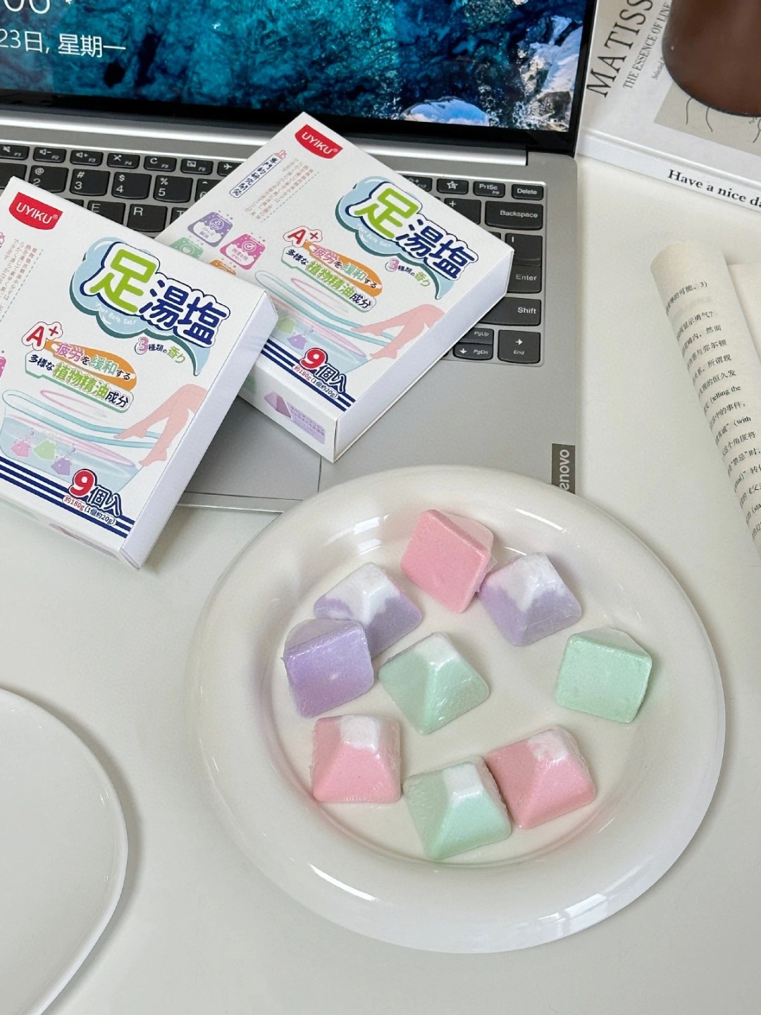 出口单 无渣免煮&植萃精油泡脚足浴盐9颗装