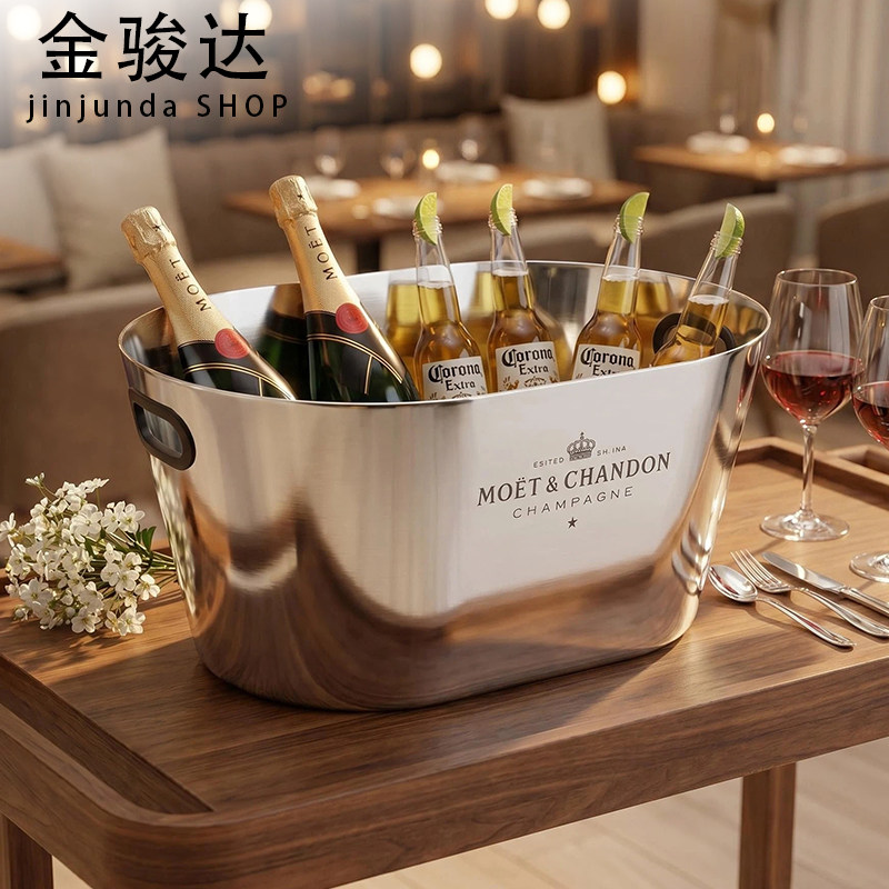 ice bucket不锈钢冰桶商用酒吧冰桶户外冰桶家用冰酒桶大号香槟桶图片