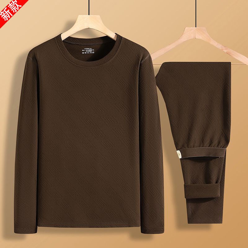 冬季高档德绒男士保暖内衣套装中青年修身时尚大码秋衣秋裤打底衫
