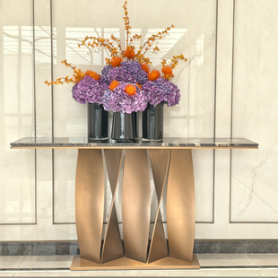 定制样板间入户玄关桌大理石台面不锈钢桌脚别墅高端正对门玄关台