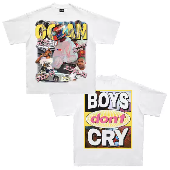 Rulee Frank Ocean Vintage Double-Sided Printing Retro American Short-Sleeved Hip-Hop Rap T-Shirt Portrait