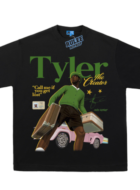 RULEE说唱Tyler The Creator复古夏季嘻哈T恤男女圆领水洗短袖