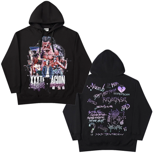 Hiphop Hiphop hiphop xxx Rap American Vintage Vintage Double -Side Wleater Тяжелые длинные рукава