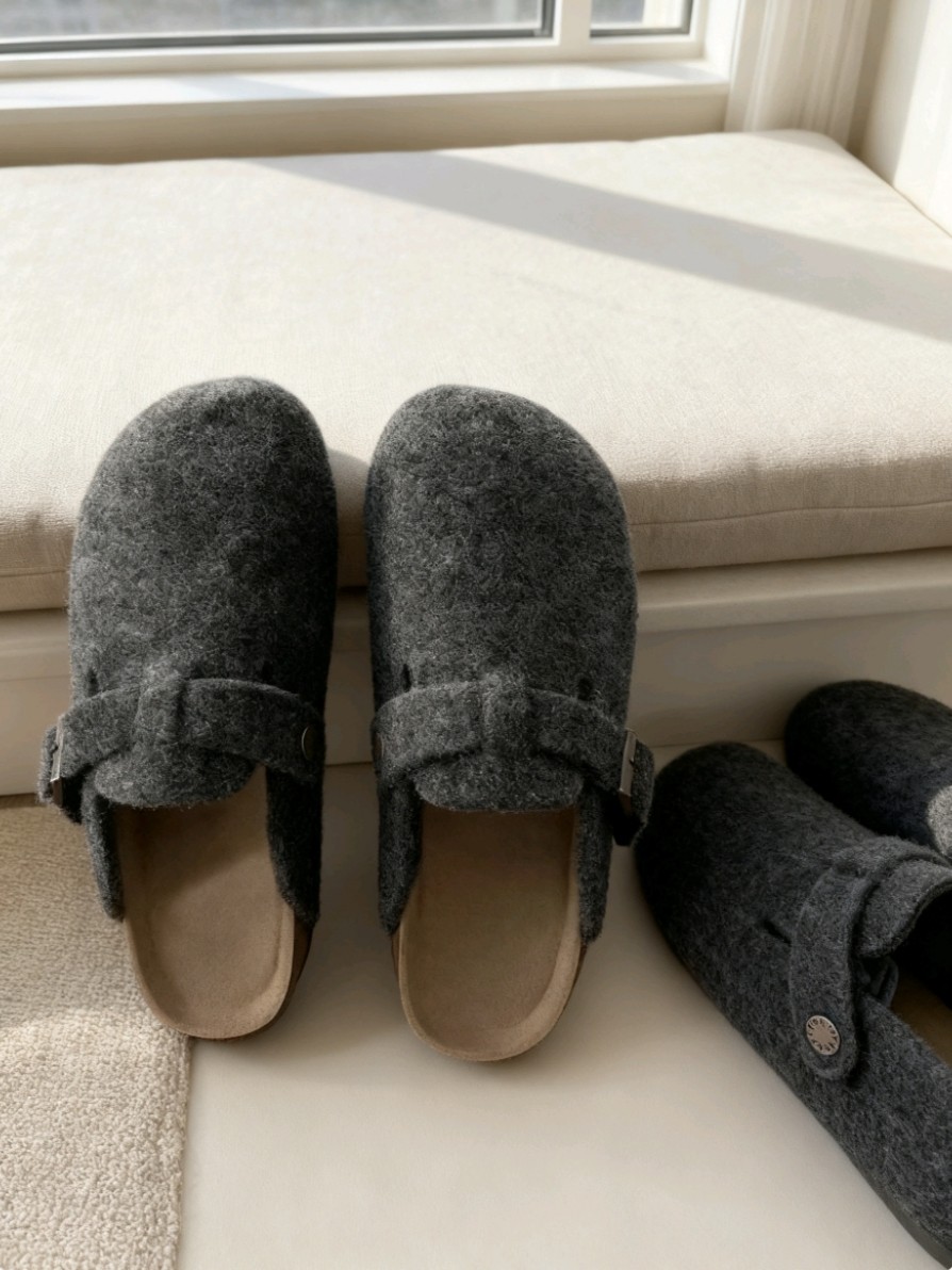 2025秋冬新款复古半拖鞋女保暖百搭舒适厚底懒人勃肯鞋包头拖鞋