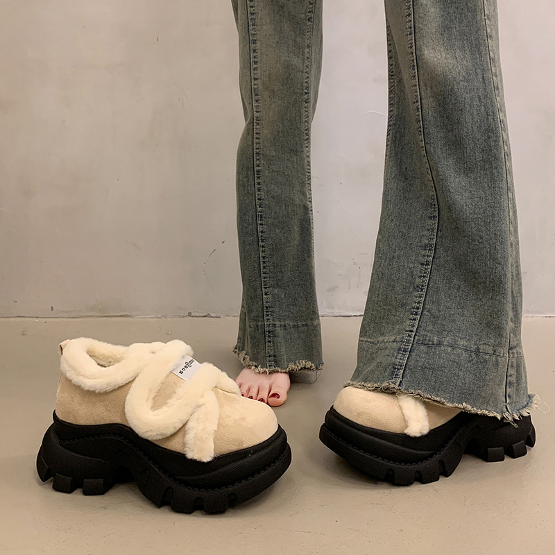 加绒增高厚底玛丽珍单鞋秋冬新款