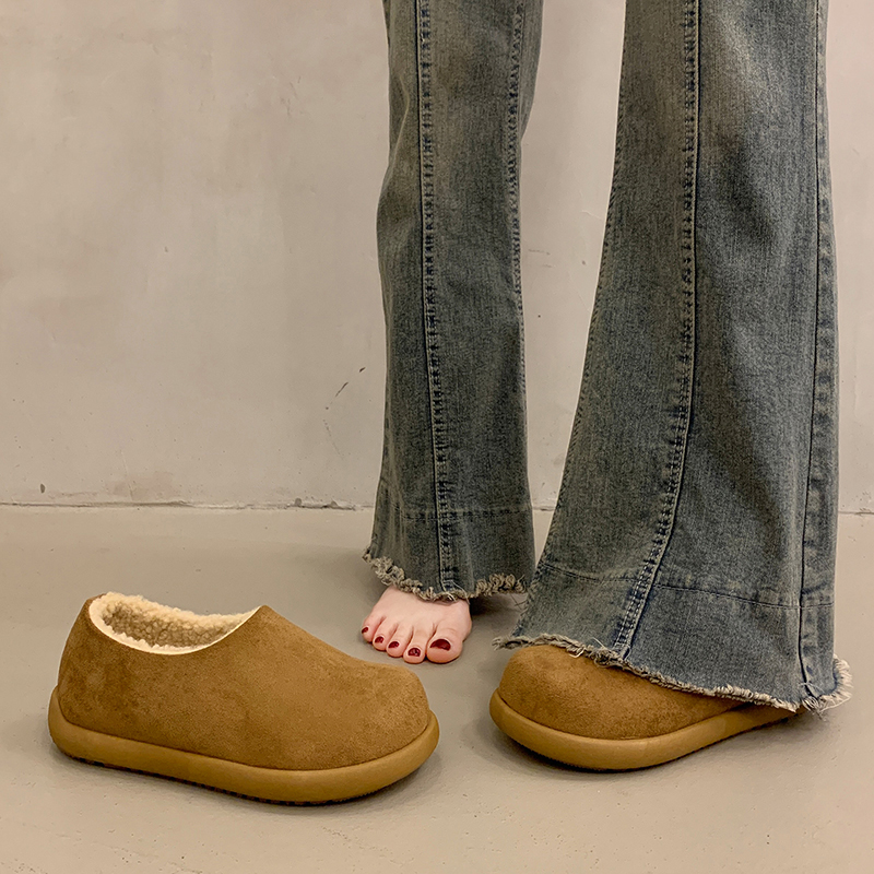 小土豆加绒保暖一脚蹬勃肯鞋女