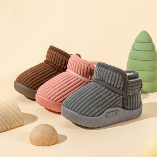 儿童雪地靴2024冬季加绒加厚女童棉靴冬鞋雪地棉男童棉鞋灯芯绒