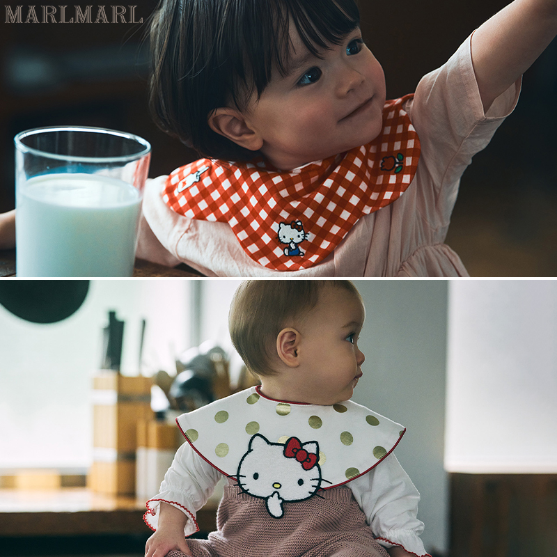 MARLMARL三丽鸥联名HELLO KITTY限定口水巾围兜婴儿周岁满月礼物
