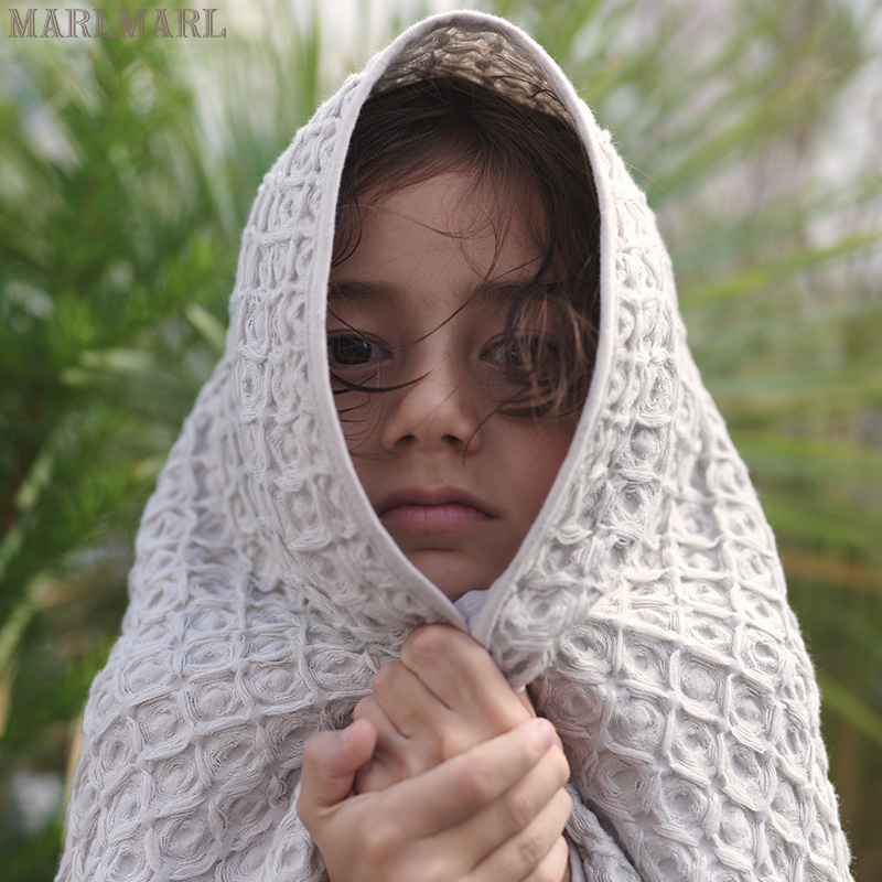 MARLMARL宝宝华夫格棉浴巾冰晶灰