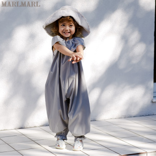 MARLMARL女童夏宽松休闲儿童连体服防蚊虫户外衣裤 pofu03云母灰