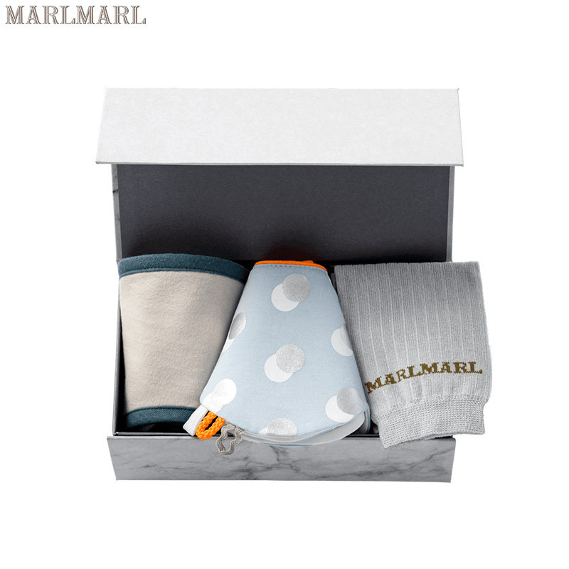 marlmarl宝宝口水巾围兜围嘴护 腿袜满月礼盒3件装boys giftbox17