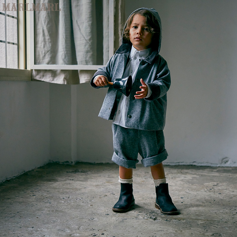 新款男女羊毛保暖大衣浅灰童装