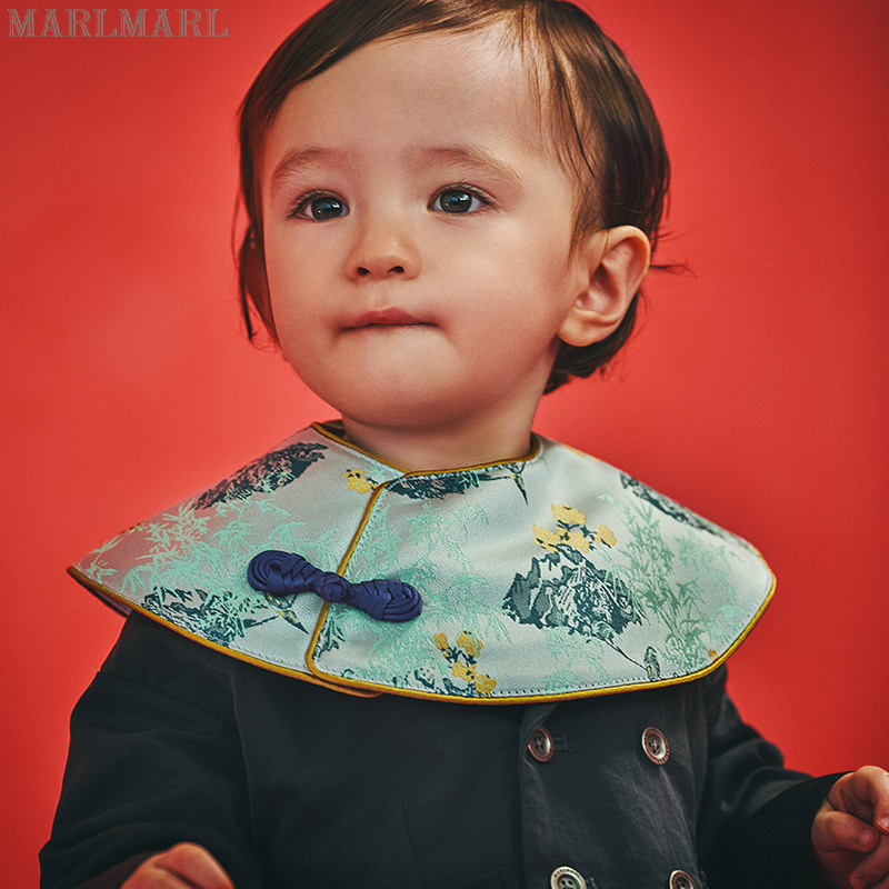 MARLMARL儿童礼物婴儿围兜团圆系列新年限定口水巾yuan07鎏金绿