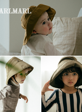 MARLMARL婴儿儿童帽子宝宝秋夏遮阳拒水白色宽檐渔夫帽brim
