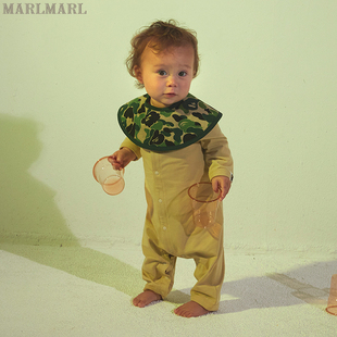 MARLMARL BAPE联名ABC迷彩系列口水巾双面围兜宝宝周岁礼物GREEN