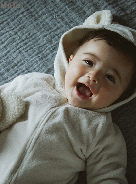 MARLMARL 儿童连体睡衣男女宝宝家居服秋冬加绒lullaby03牛奶熊