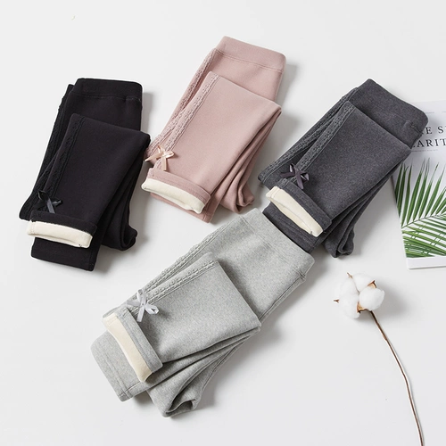 Флисовые осенние леггинсы, детские хлопковые утепленные удерживающие тепло кружевные штаны