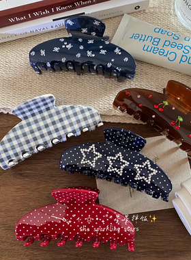 韩系复古醋酸星星波点鲨鱼夹