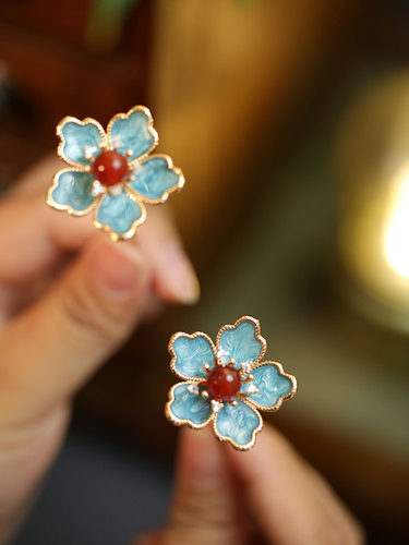 池鸢古风烧蓝玛瑙小u钗簪子发饰