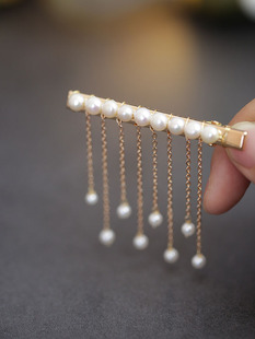 古风珍珠流苏发夹侧边精致小边夹女2025新款旗袍发卡鸭嘴夹发饰品