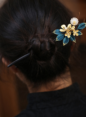 中式缠花桂花发簪旗袍汉服发饰品