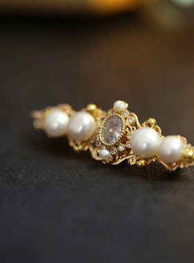 天然珍珠小发夹小巧精致复古耳边夹女2025新款适合短发带的发卡子