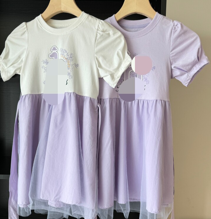包邮原丹连衣裙女孩子夏季短袖网纱中童大童裙子棉质女童公主裙
