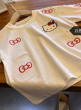 包邮女童尾货夏季舒适百搭白色女宝宝干爽短袖T恤莱卡棉kit印花