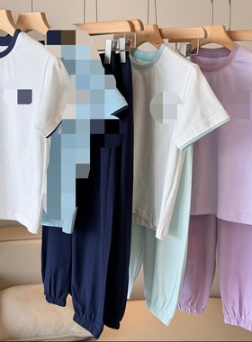 包邮男童夏季女宝短袖T恤+长裤子休闲运动两件套装轻薄透气中大童