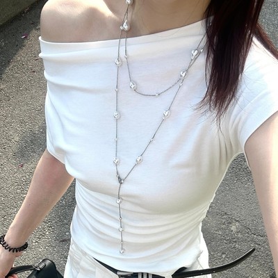 满天星珍珠长款项链女轻奢高级感多层叠戴毛衣链超仙精致温柔配饰