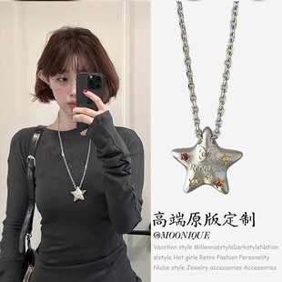幸运星多巴胺小星星项链冷淡风五角星长款卫衣链吊坠配饰百搭颈链