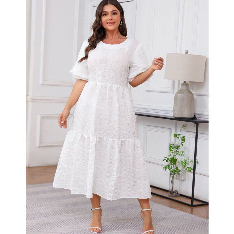 women plus size XL-5XL summer loose ladies dress 大码连衣裙