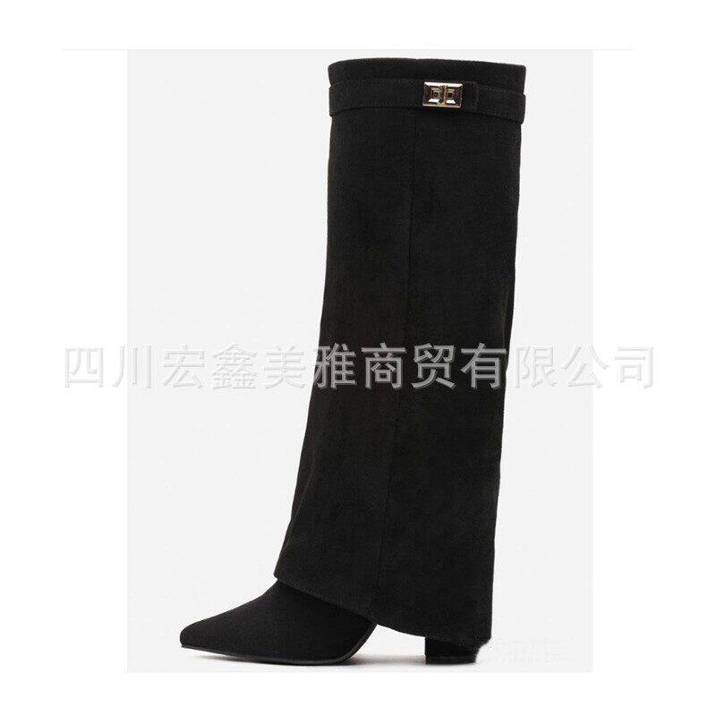 外贸女鞋新款尖头大筒围