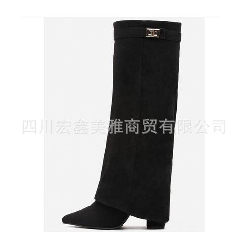 外贸女鞋新款尖头大筒围
