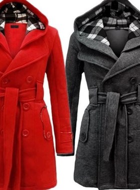 XS-3XL autumn winter double-breaste women hooded coat jacket
