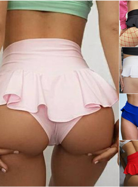 Slim-fit ruffled yoga hips and abdomen women's shorts女