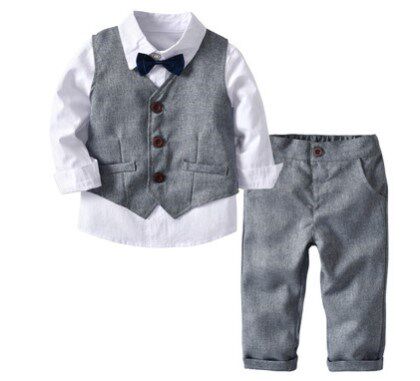 3pcs cool Baby boy Handsome clothes kid gentleman waistcoat